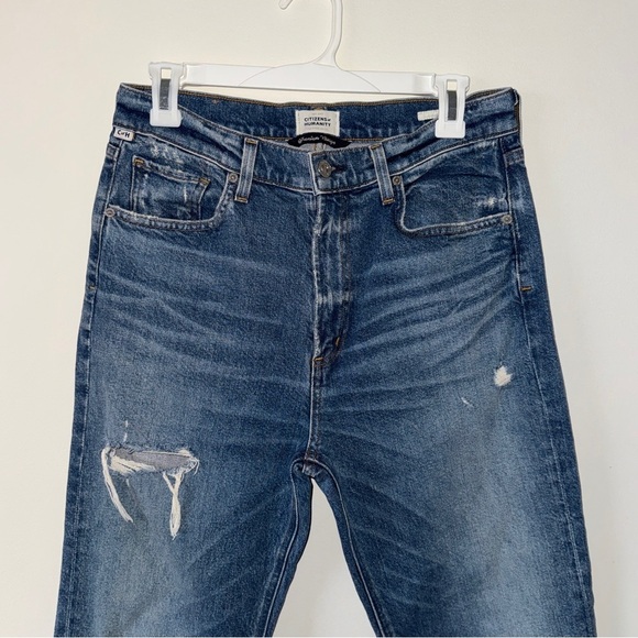 Citizens of Humanity Daphne Crop Medium Wash Distressed High Waist Jeans 27 - Picture 5 of 11